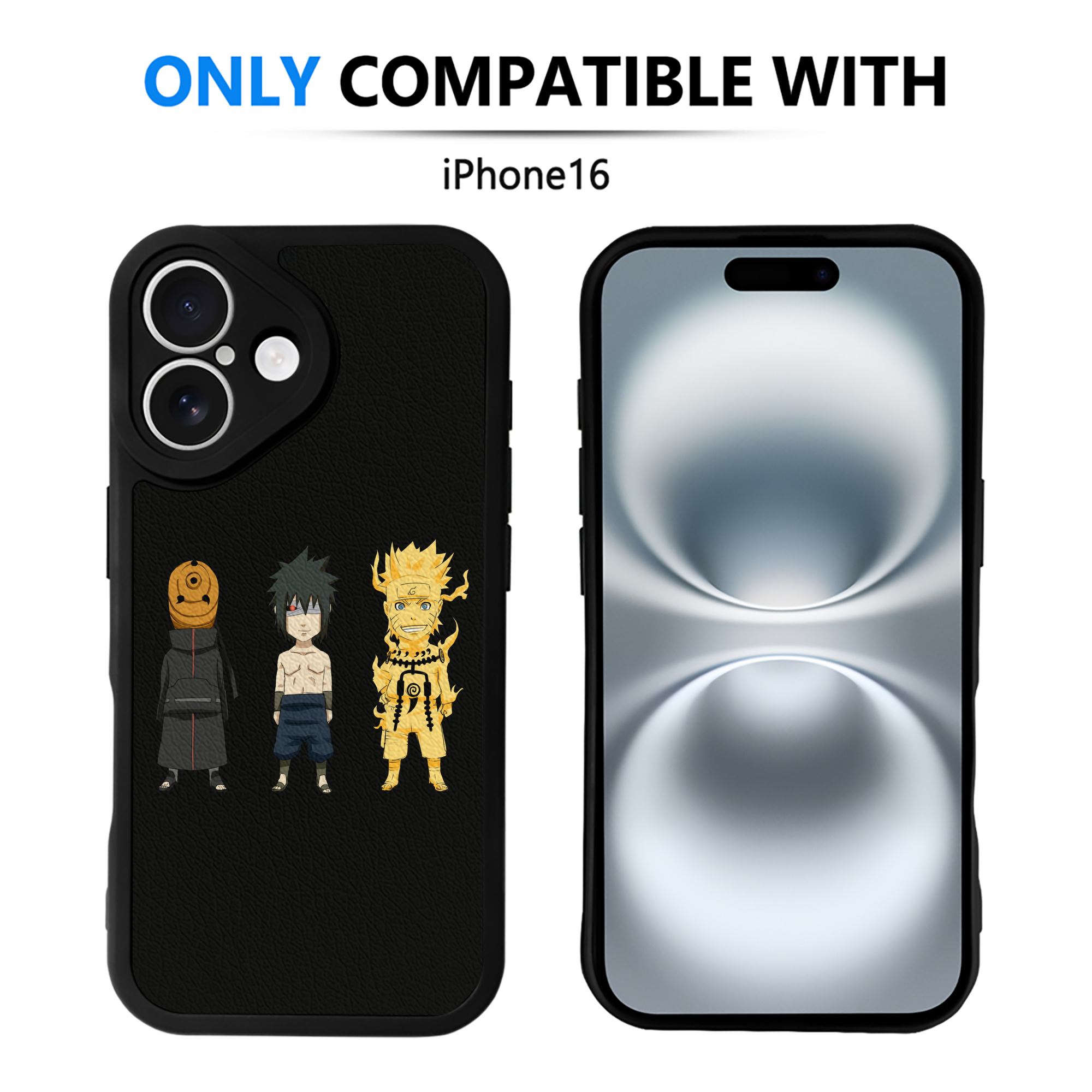 （画像用） NARUTO -ナルト- うちは サスケ Uchiha Sasuke 【iPhone 16シリーズ対応】シリコンスマホケース（レザー調） 材質：シリコン